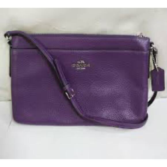 Coach Purple Pebbled Leather Crossbody Bag - Picture 8 of 9